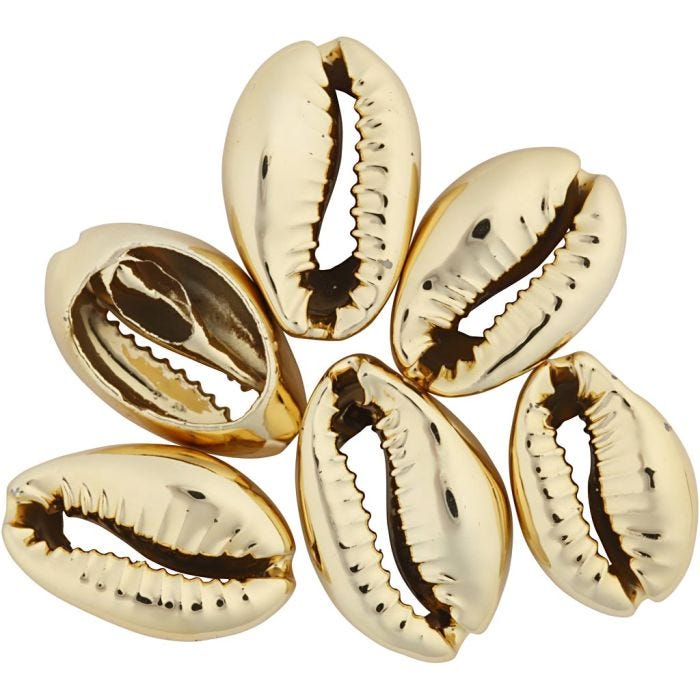 Schelpen, 20 mm, verguld, 6stuk/ 1 doos