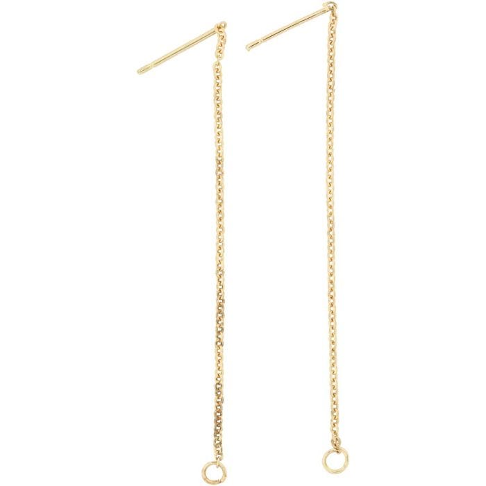 Oorbellen van ketting, L: 70 mm, verguld, 1 paar