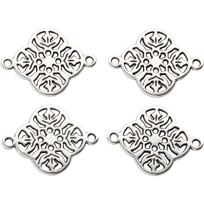 Sieraden hanger, d 15 mm, gatgrootte 1,2 mm, verzilverd, 4 stuk/ 1 doos