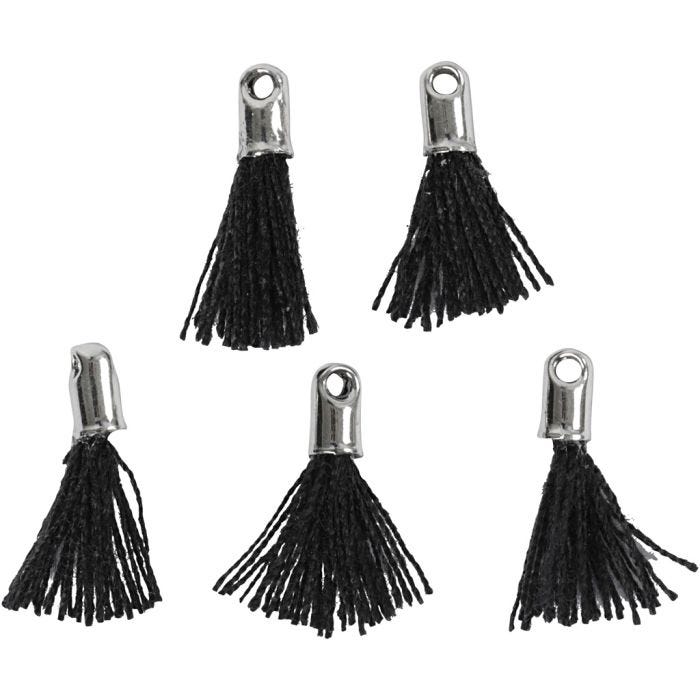 Tassel, 10 mm, 1 mm, zwart, 5stuk/ 1 doos