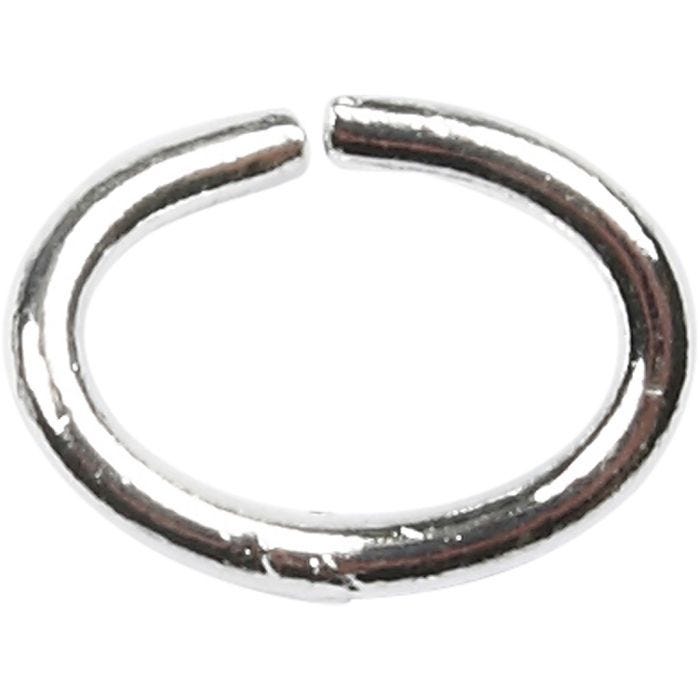 Ring, ovaal, 1 mm, verzilverd, 40stuk/ 1 doos
