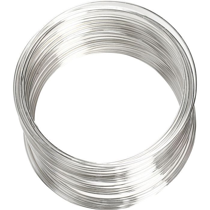 Memory Wire, d 6 cm, dikte 0,8 mm, verzilverd, 1 stuk