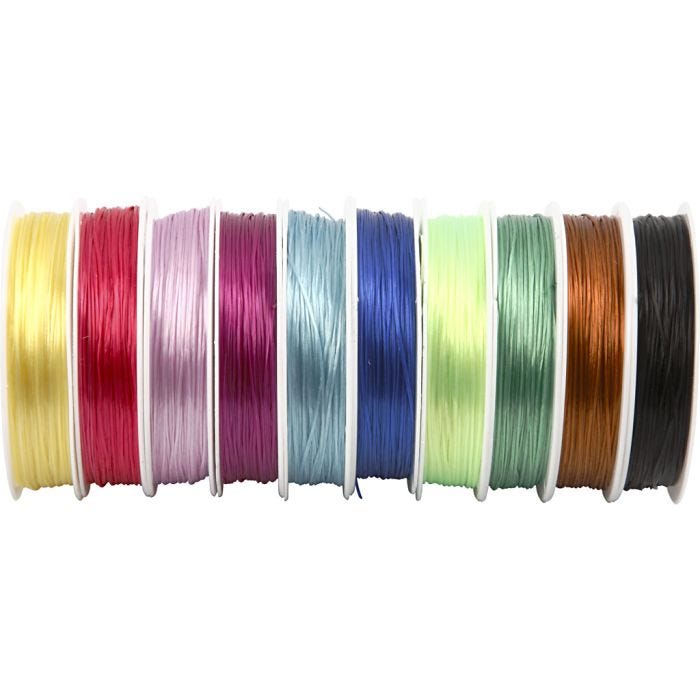 Elastisch koord, dikte 1 mm, diverse kleuren, 10x25 m/ 1 doos