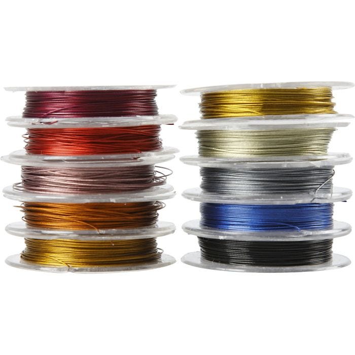 Sieradendraad, dikte 0,38 mm, diverse kleuren, 10 m/ 1 doos