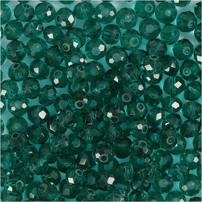 Facet Kralen, afm 3x4 mm, gatgrootte 0,8 mm, emerald green, 100 stuk/ 1 doos
