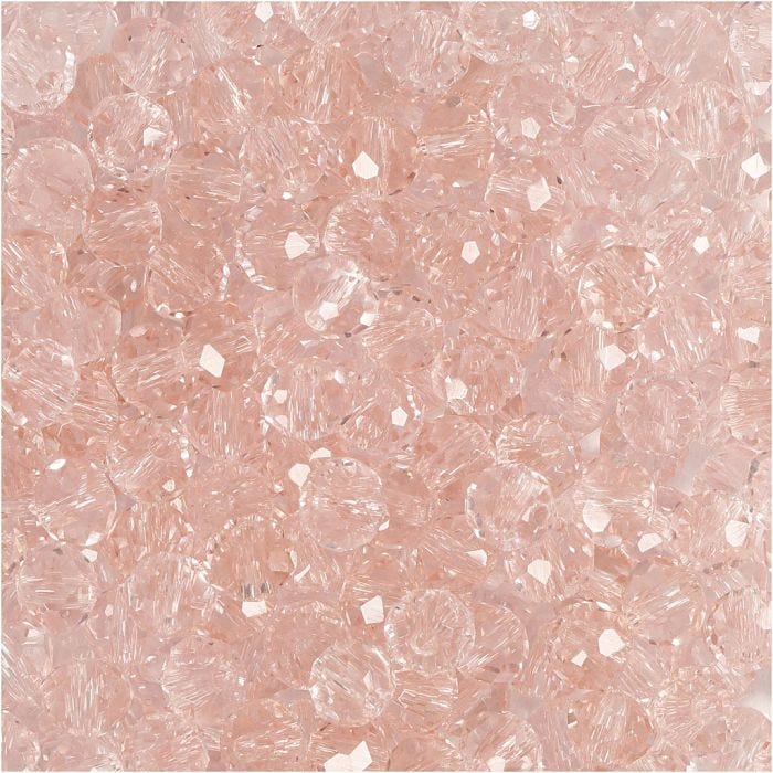 Facet Kralen, afm 3x4 mm, gatgrootte 0,8 mm, roze, 100 stuk/ 1 doos