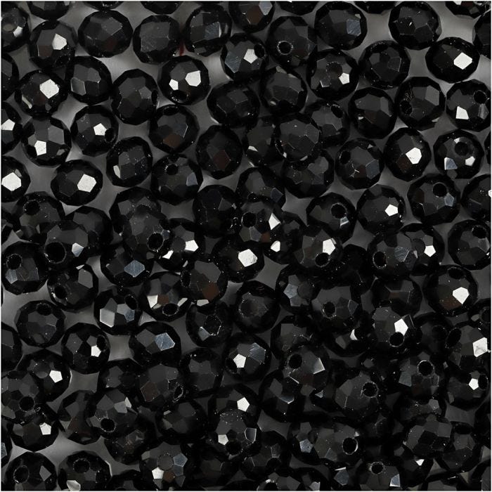 Facet kralen, 3x4 mm, 0,8 mm, metallic zwart, 100stuk/ 1 doos