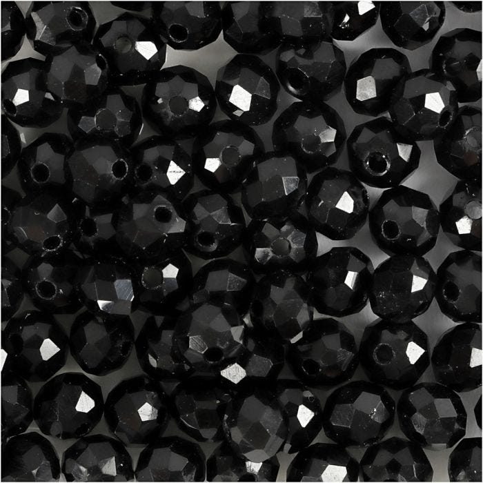 Facet kralen, 5x6 mm, 1 mm, metallic zwart, 100stuk/ 1 doos
