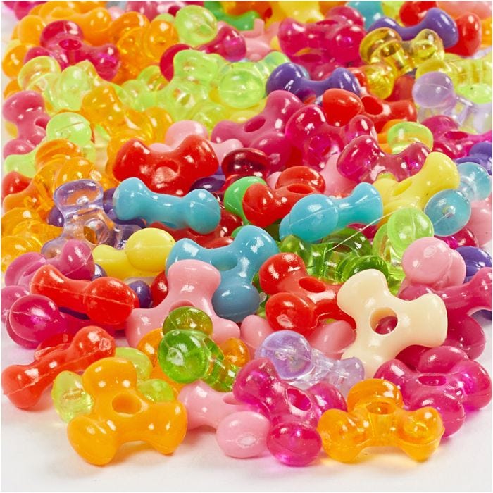 Tri-kralen mix, d 10 mm, gatgrootte 2 mm, 65 gr, 125 ml/ 1 doos