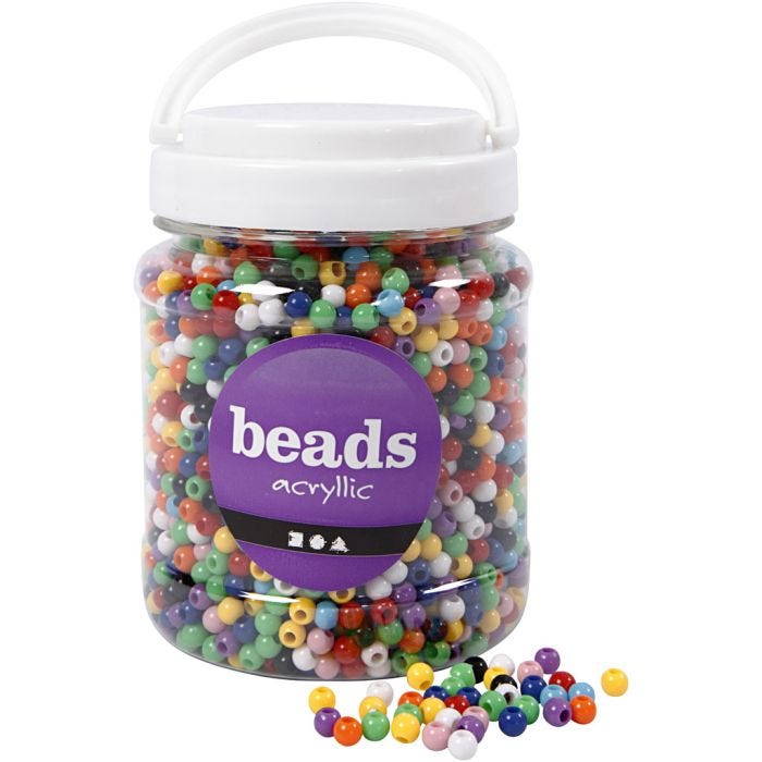 Pony kralen, d 6 mm, gatgrootte 3 mm, diverse kleuren, 425 gr, 700ml/ 1 Doosje