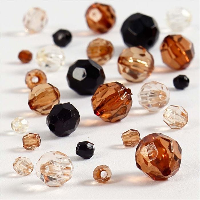 Facet kralen, afm 4-12 mm, gatgrootte 1-2,5 mm, goud, 50 gr/ 1 doos