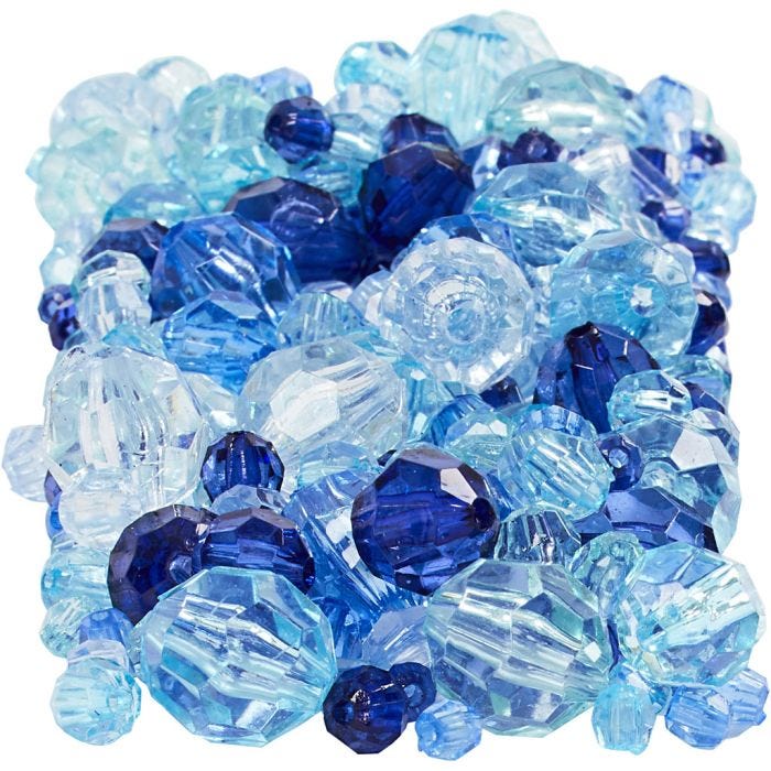 Facetkralen, afm 4-12 mm, gatgrootte 1-2,5 mm, blauw harmonie, 250gr/ 1 doos