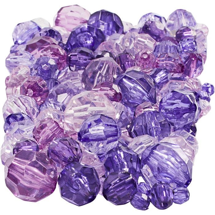 Facetkralen, afm 4-12 mm, gatgrootte 1-2,5 mm, paars, 250gr/ 1 doos