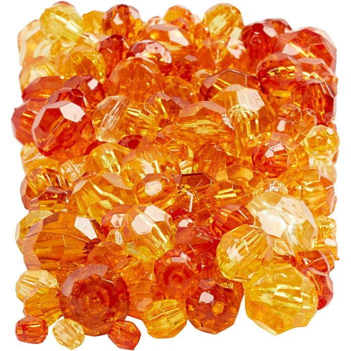 Facet kralen, afm 4-12 mm, gatgrootte 1-2,5 mm, geel (32227), 250 gr/ 1 doos