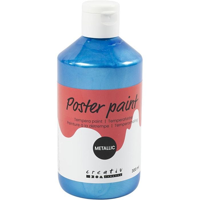 Tempera Verf Metallic , blauw, 300 ml/ 1 doos