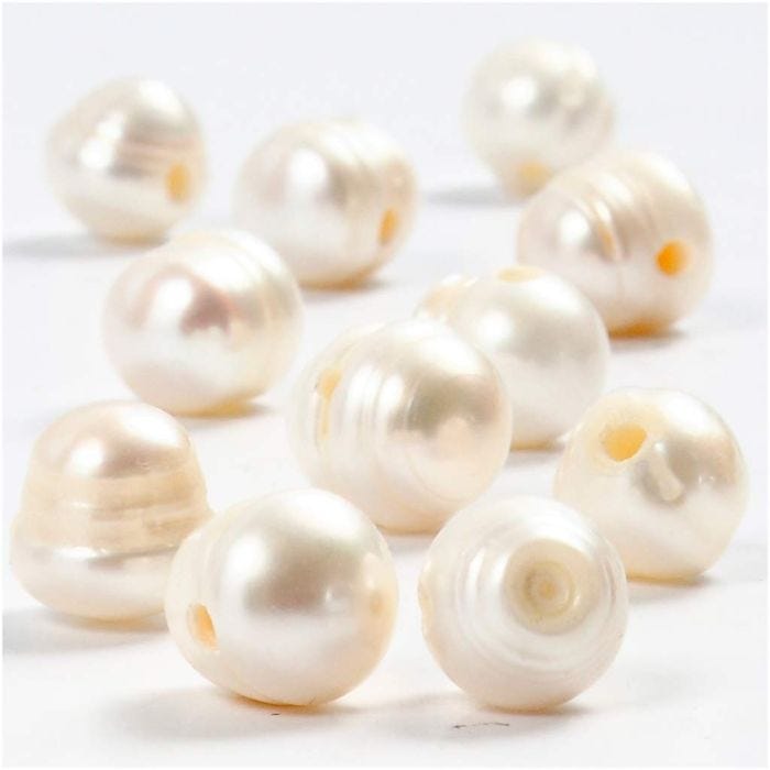 Zoetwaterparels, afm 9-11 mm, gatgrootte 2 mm, parelmoer, 10 stuk/ 1 doos