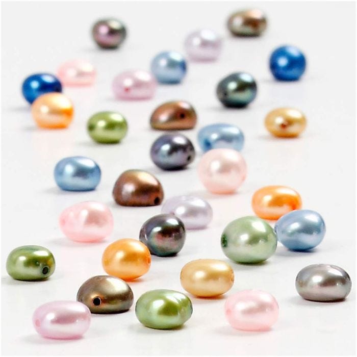 Zoetwaterparels, afm 5-6 mm, gatgrootte 0,5 mm, 40 cm/ 1 doos