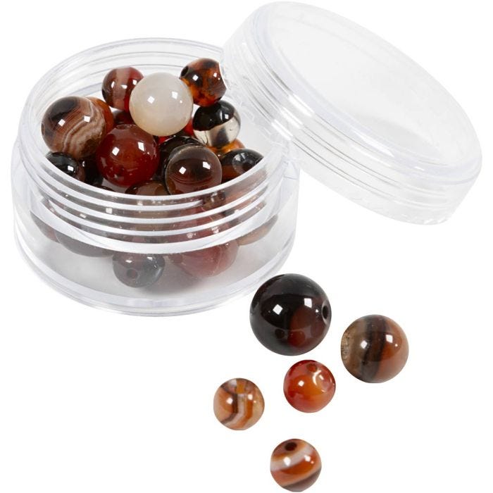 Kralen van agaat, afm 1x10, 12x8, 15x6 mm, gatgrootte 0,9-1 mm, donkerbruin, 28 stuk/ 1 doos