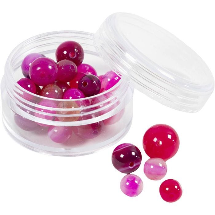 Kralen van agaat, 1x10, 12x8, 15x6 mm, 0,9-1 mm, roze, 28stuk/ 1 doos