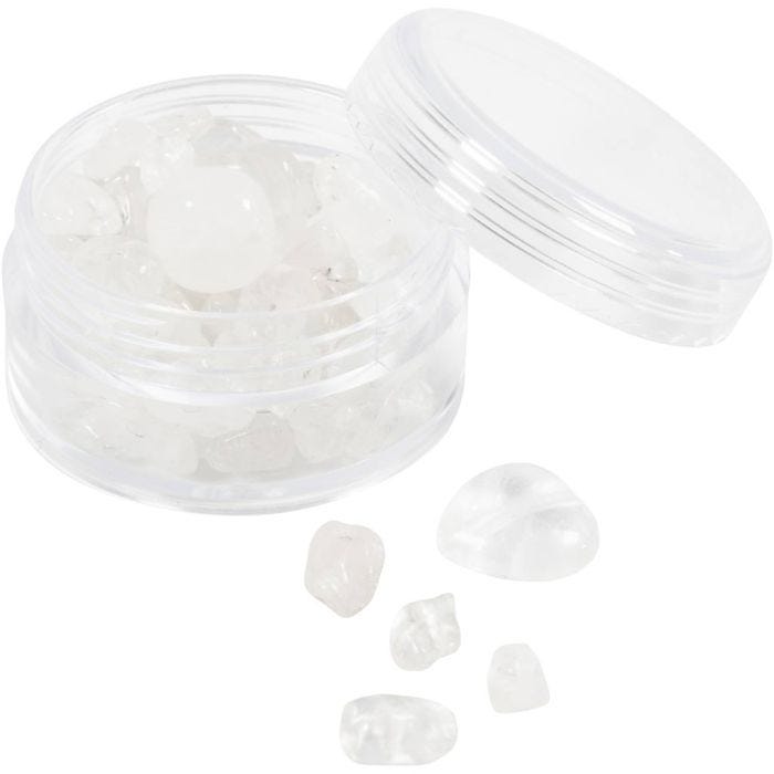Kristallen kralen, Helder kwarts, d 7-12 mm, gatgrootte 1 mm, transparentkleuren, 63 stuk/ 1 doos