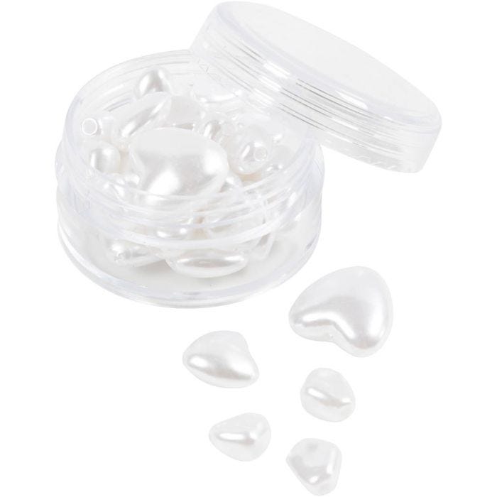 Waskralen, Hartjes, d 7-13 mm, gatgrootte 1,3-1,5 mm, parelmoer, 32 stuk/ 1 doos