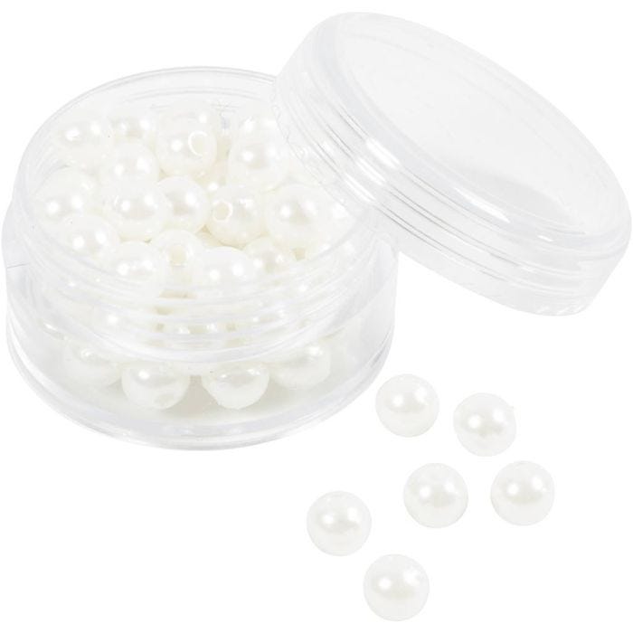 Waskralen, d 6 mm, gatgrootte 1,9 mm, parelmoer, 65 stuk/ 1 doos