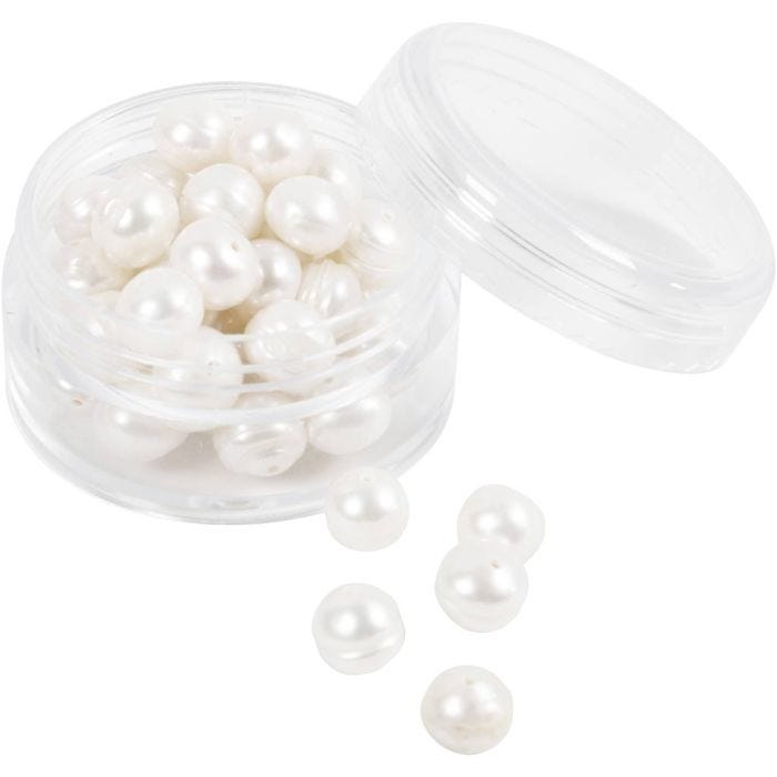 Zoetwaterparels, In de lengte geperforeerd, d 4 mm, gatgrootte 1 mm, parelmoer, 40 stuk/ 1 doos