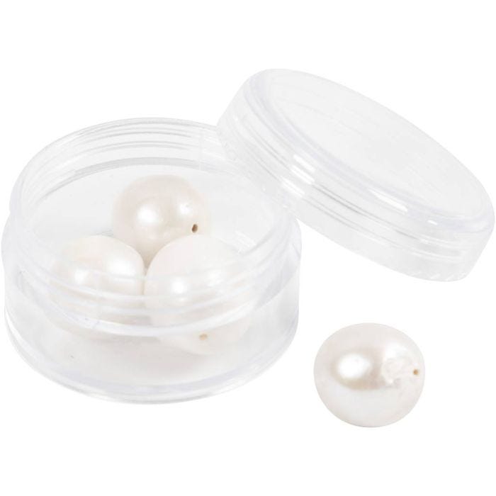 Zoetwaterparels, In de lengte geperforeerd, d 13-14 mm, gatgrootte 0,8 mm, parelmoer, 4 stuk/ 1 doos