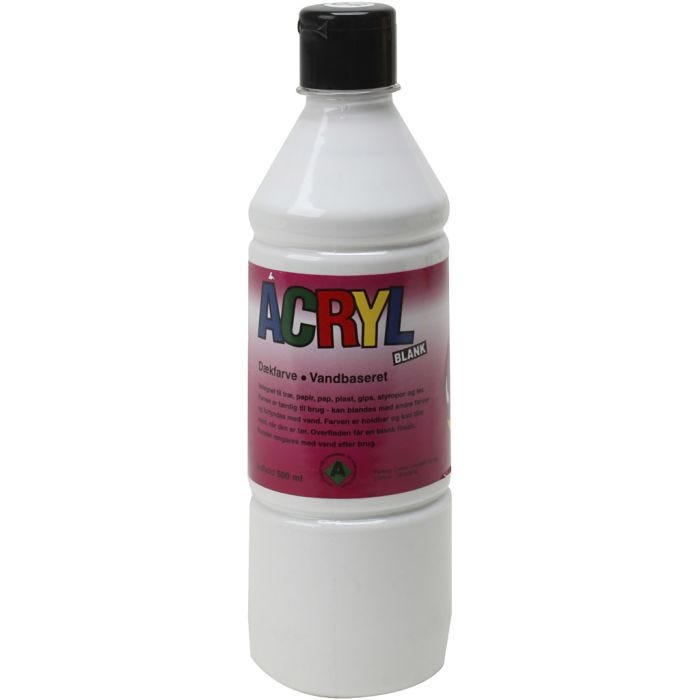 Acryl Verf, wit, 500ml/ 1 fles