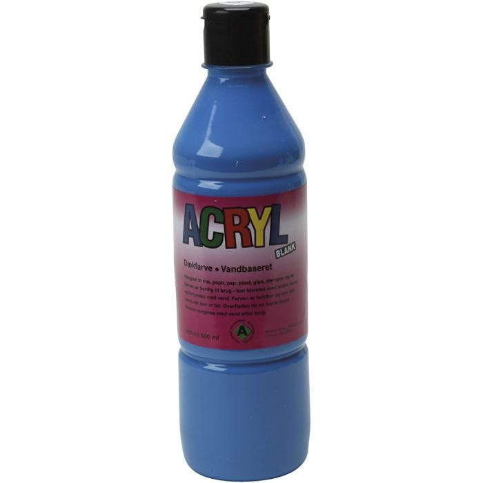 Acryl Verf, primair blauw, 500 ml/ 1 fles