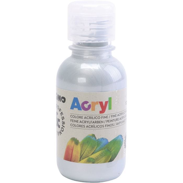 PRIMO luxe acrylverf, zilver, 125 ml/ 1 fles