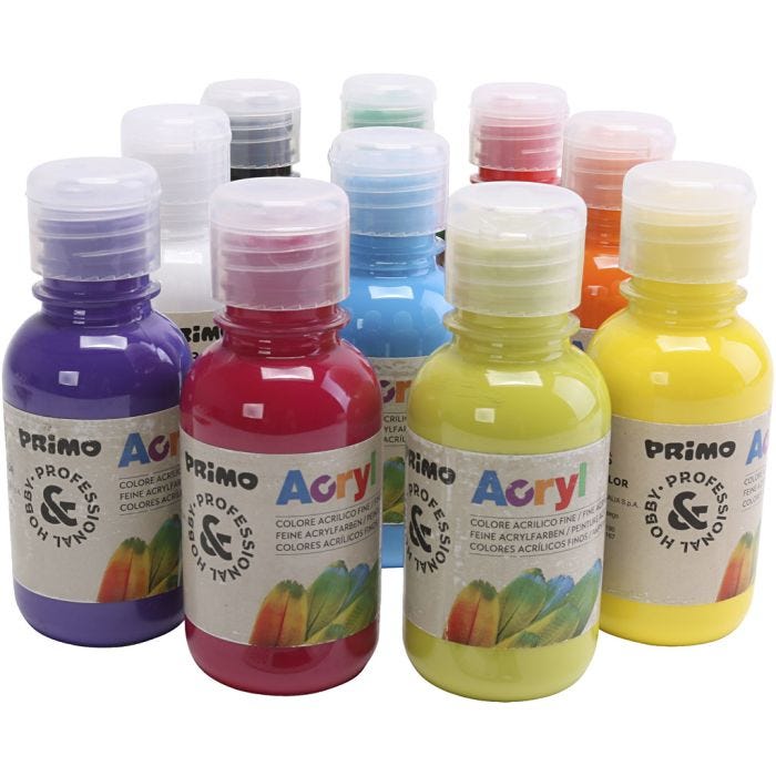 PRIMO luxe acrylverf, diverse kleuren, 10x125 ml/ 1 doos