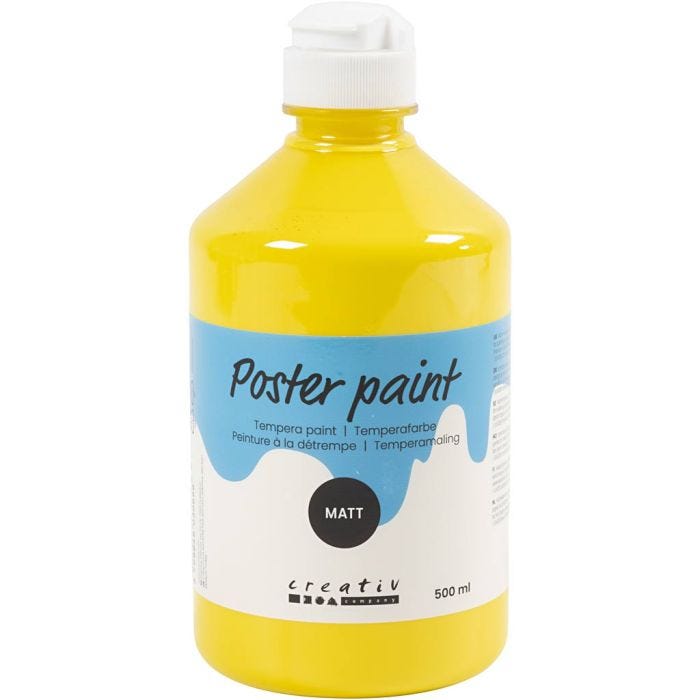 Tempera Verf Mat, geel, 500 ml/ 1 fles