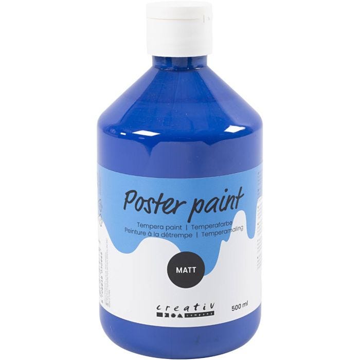 Tempera Verf Mat, donkerblauw, 500 ml/ 1 fles