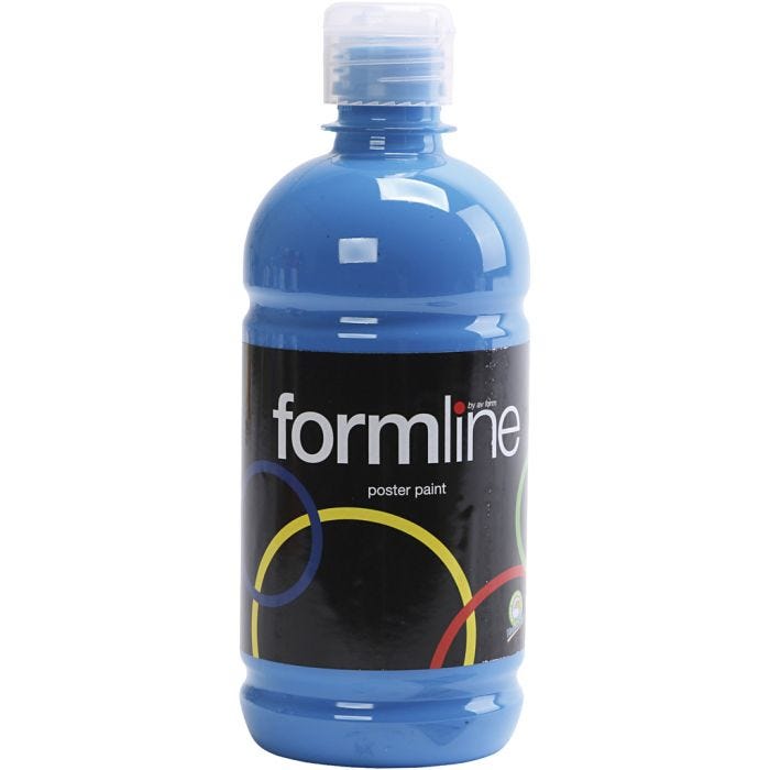 Tempera Verf Mat, primair blauw, 500 ml/ 1 fles
