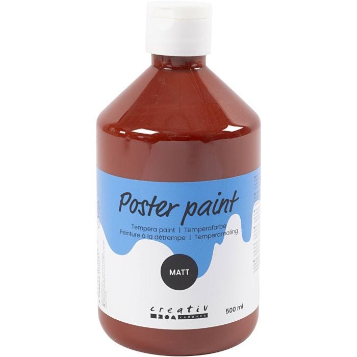 Tempera Verf Mat, bruin, 500 ml/ 1 fles