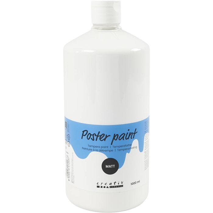 Tempera Verf Mat, wit, 1000 ml/ 1 fles
