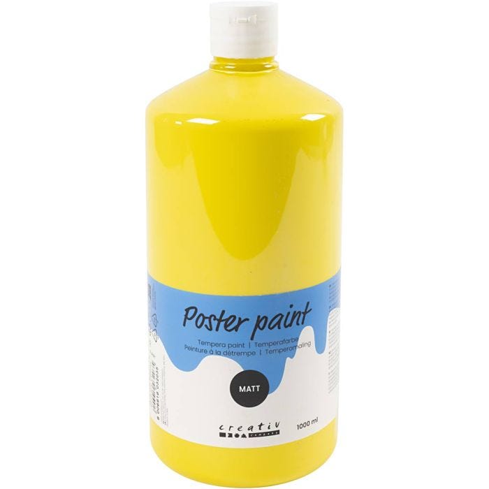 Tempera Verf Mat, primair geel, 1000 ml/ 1 fles