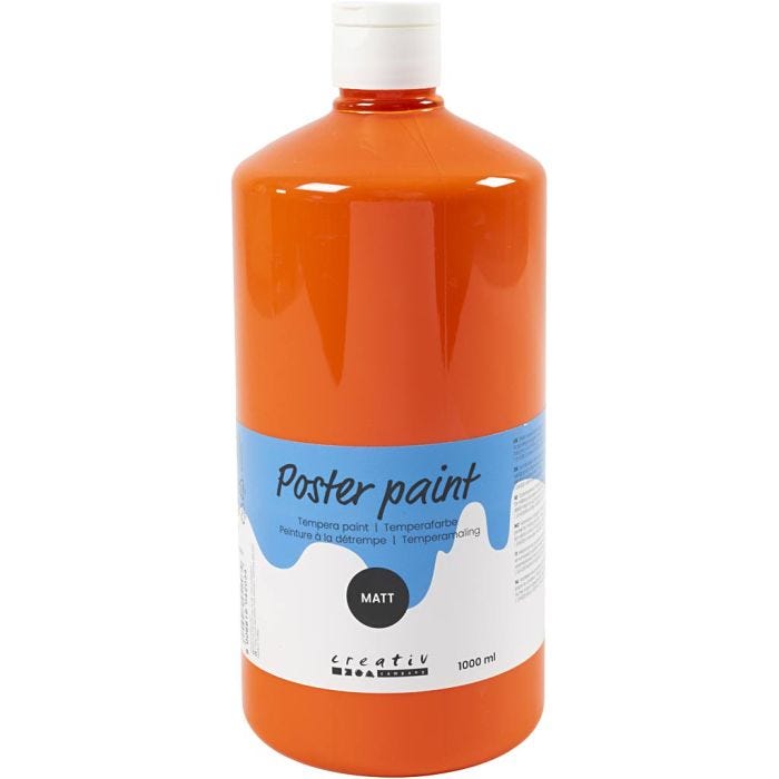 Tempera Verf Mat, oranje, 1000 ml/ 1 fles