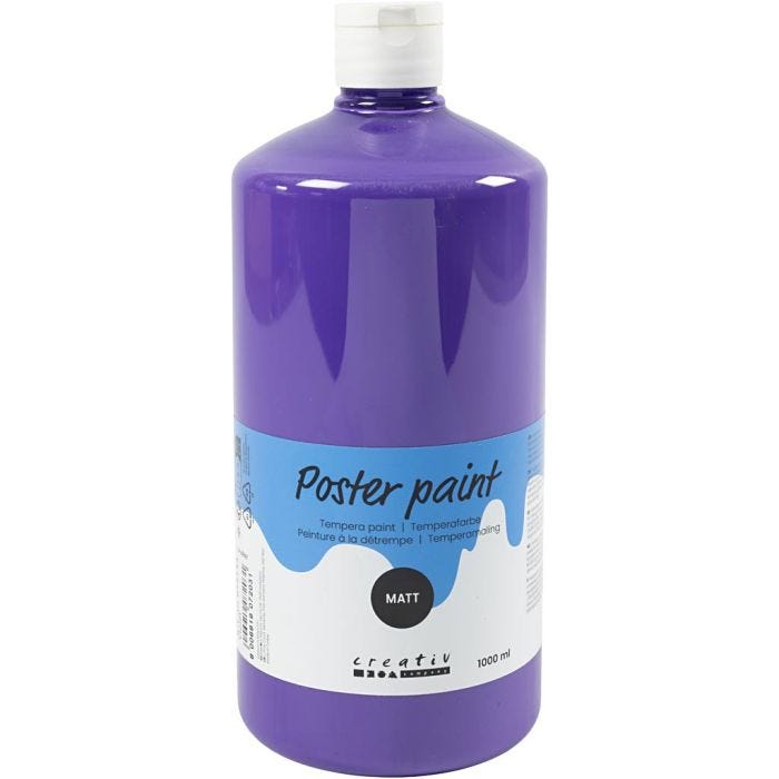 Tempera Verf Mat, violet, 1000 ml/ 1 fles