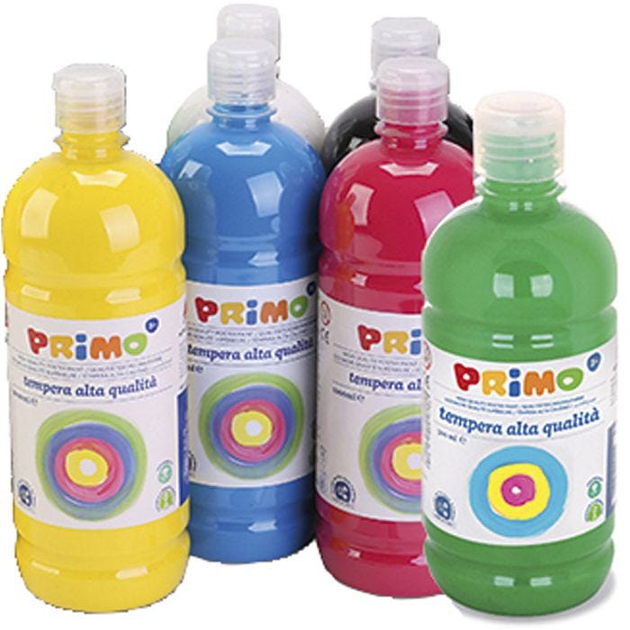 Tempera Verf Mat, matt, standaardkleuren, 12x1000 ml/ 1 doos