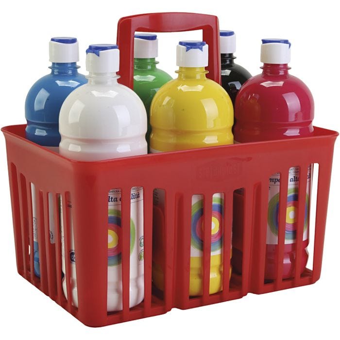 Tempera Verf Mat, matt, diverse kleuren, 6x1000 ml/ 1 doos