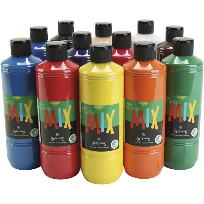 Greenspot Plakaatverf, matt, diverse kleuren, 12x500 ml/ 1 doos