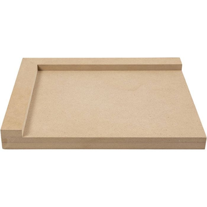 Houten linoleumhouder, afm 25x29 cm, rechtshandig, 1 stuk