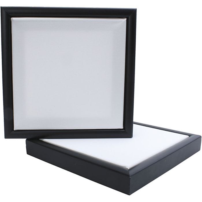 Canvas met lijst, afm 20x20 cm, 280 gr, zwart, wit, 1 stuk