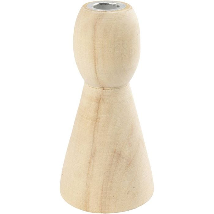 Conische houten kandelaars, 9,5 cm, 1 stuk