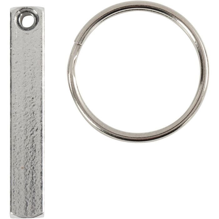 Sleutelhanger Set, afm 40x5 mm, 6 stuk/ 1 doos