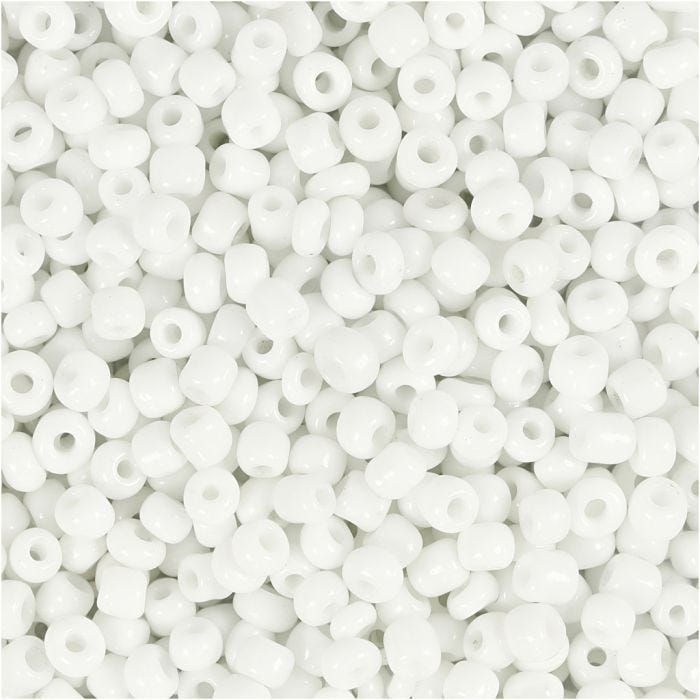 Rocailles, 3 mm, 8/0, 0,6-1,0 mm, wit, 25gr/ 1 doos