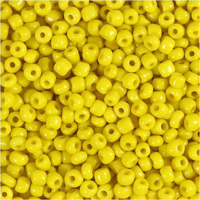Rocailles, 3 mm, 8/0, 0,6-1,0 mm, geel, 25gr/ 1 doos