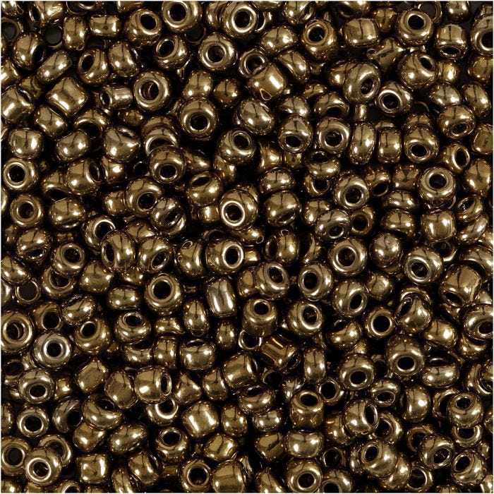 Rocailles, d 3 mm, afm 8/0, gatgrootte 0,6-1,0 mm, brons, 25 gr/ 1 doos
